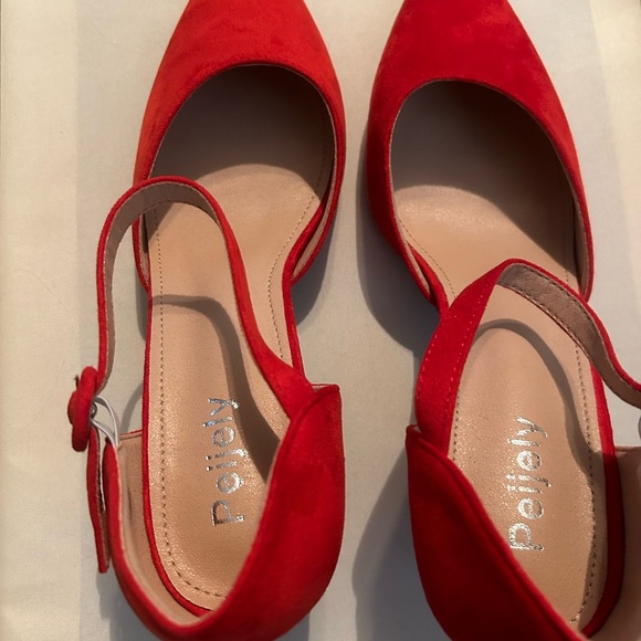 Women’s Peijely sling back low kitten heels closed toed pump work shoes Size 9 - Picture 3 of 8